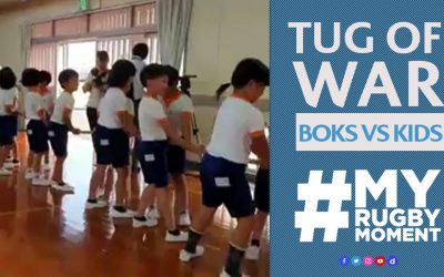 Kijk Springboks vs 30 Japanese school children | #MyRugbyMoment