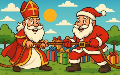 Sint kijkt naar het touw, zo sterk en zo lang,
Hij denkt: wat een sport, wat e…